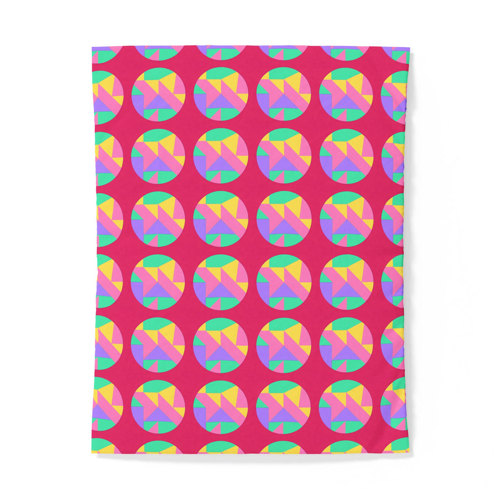 Broken Circle Planes Cotton Duvet Cover – Candy Pop on Raspberry