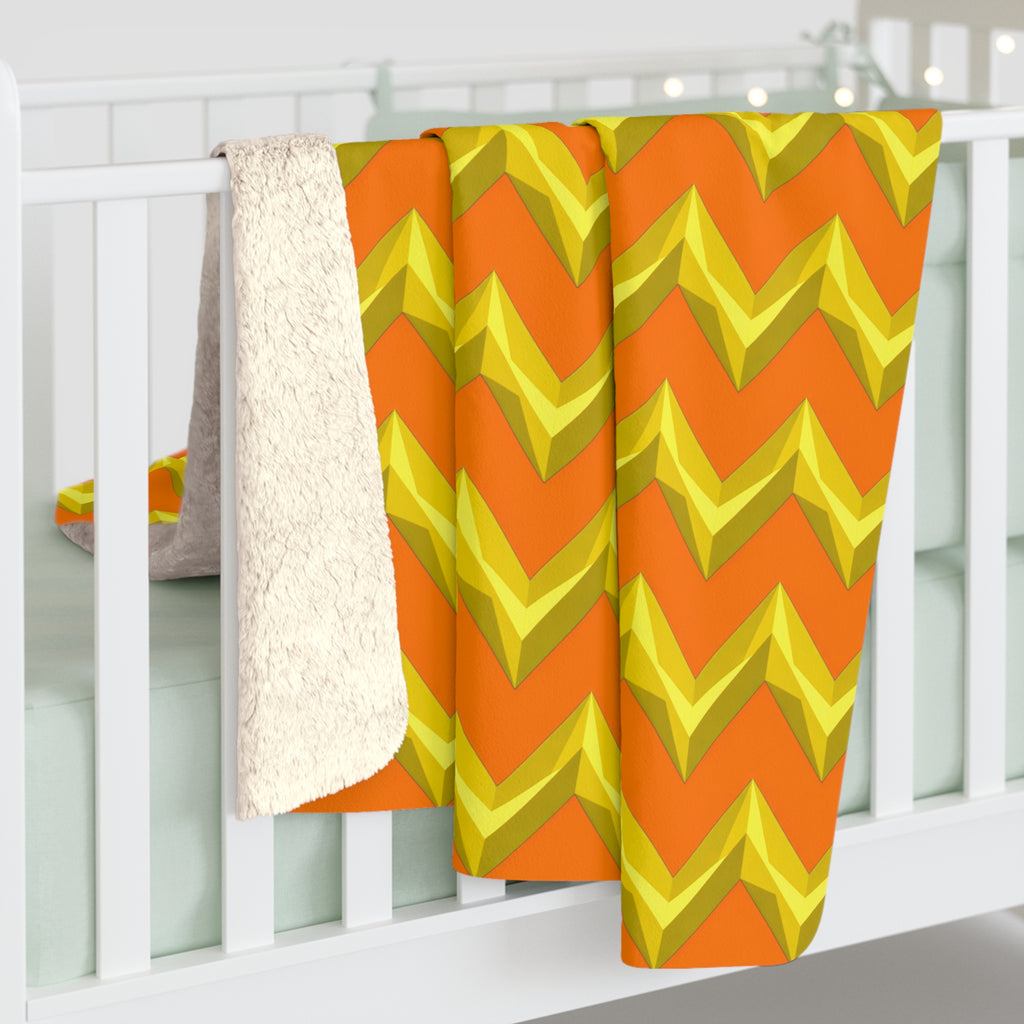 Broad Cut-Gem Chevrons Sherpa Fleece Blanket – Hot Citrus Festive