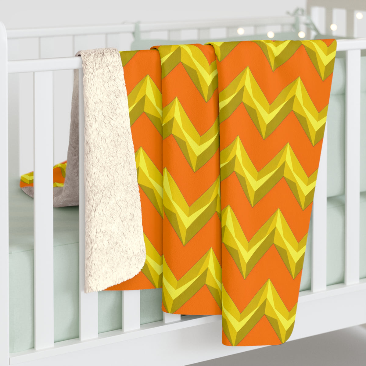 Broad Cut-Gem Chevrons Sherpa Fleece Blanket – Hot Citrus Festive