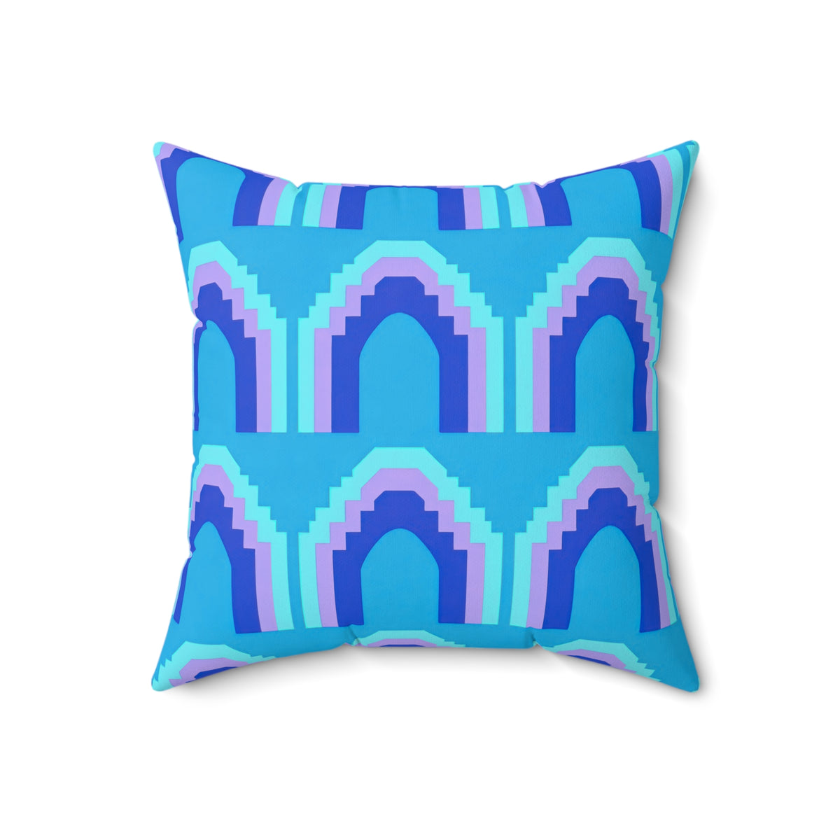 Grand Stepped Arches Faux Suede Cushion – Ice Jewel