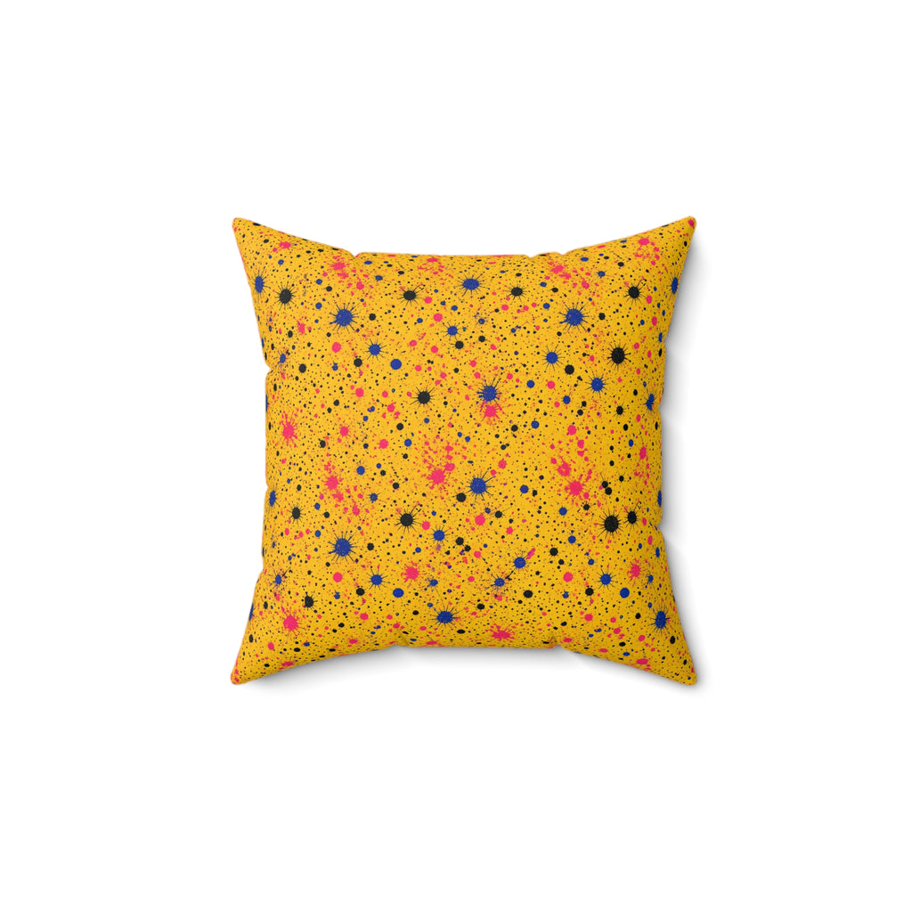 Pink Spray Field Faux Suede Cushion – Paint Splatter Pattern