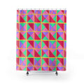 Split Square Fiesta Shower Curtain – Candy Pop on Raspberry