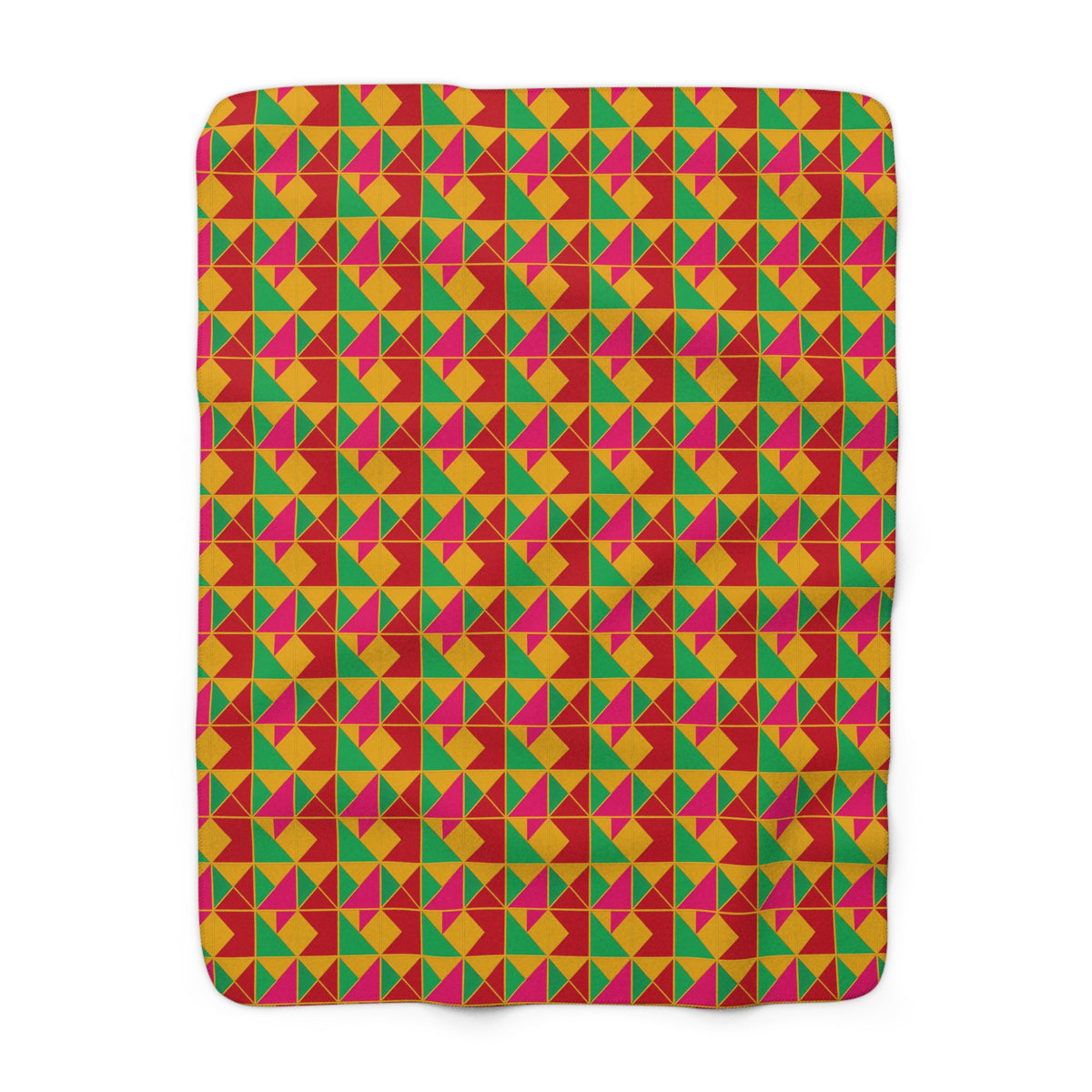Jewel Block Quilt Sherpa Fleece Blanket – Geometric Blocks Pattern