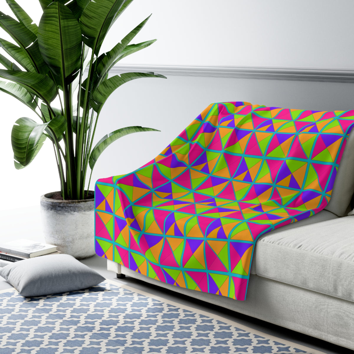 Split Square Fiesta Sherpa Fleece Blanket – Tropical Punch