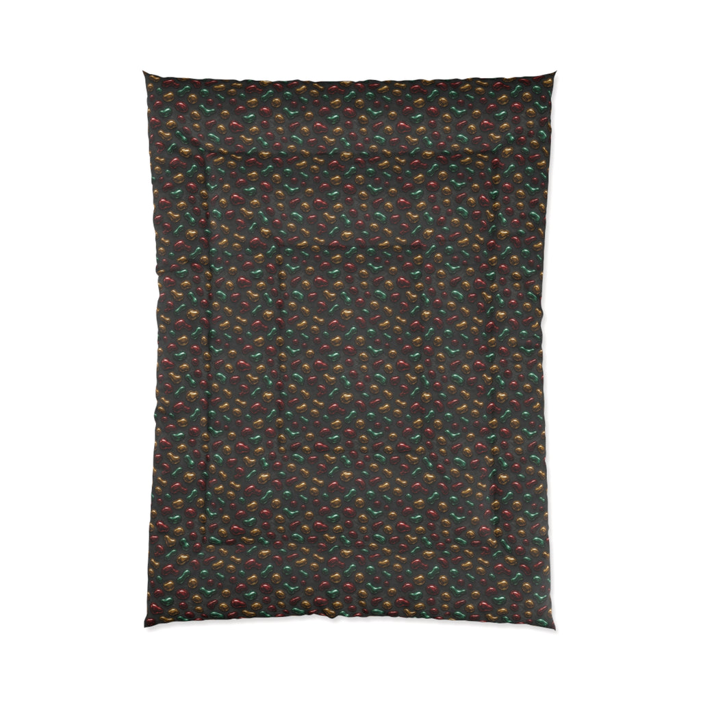 Garnet Emerald Blobs Comforter – Liquid Chrome Pattern