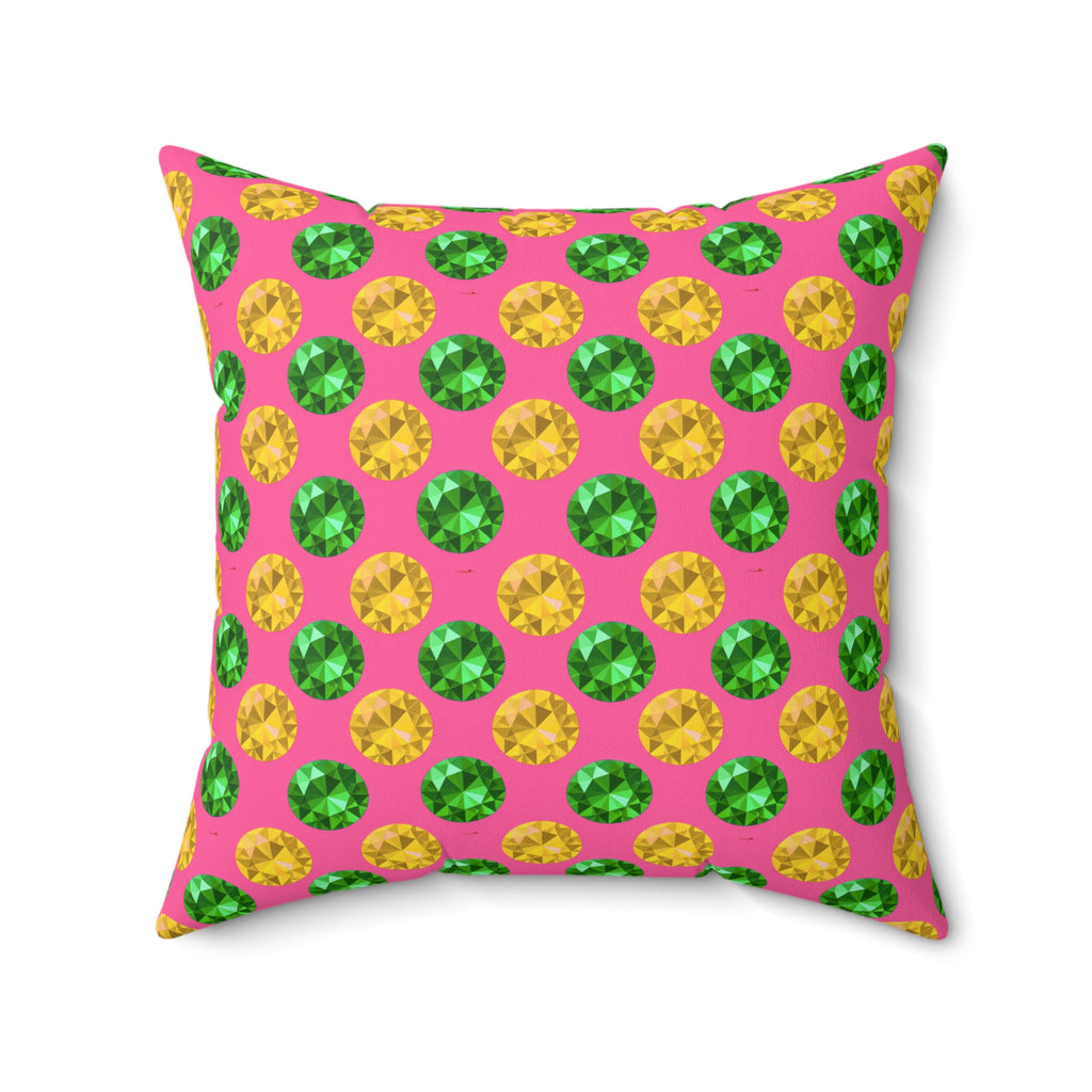 Half-Drop Gem Grid Faux Suede Cushion – Candy Christmas