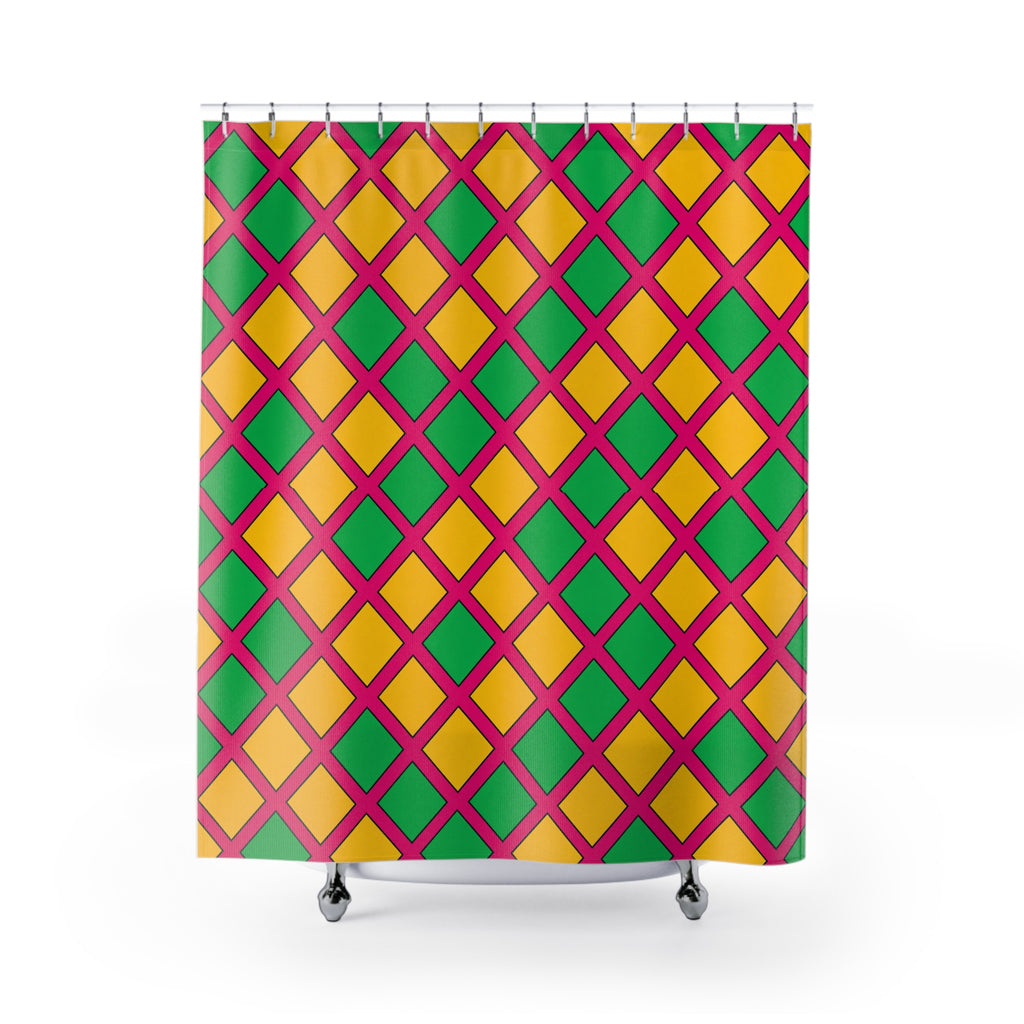 Harlequin Gold Grid Shower Curtain – Harlequin Geometric Pattern