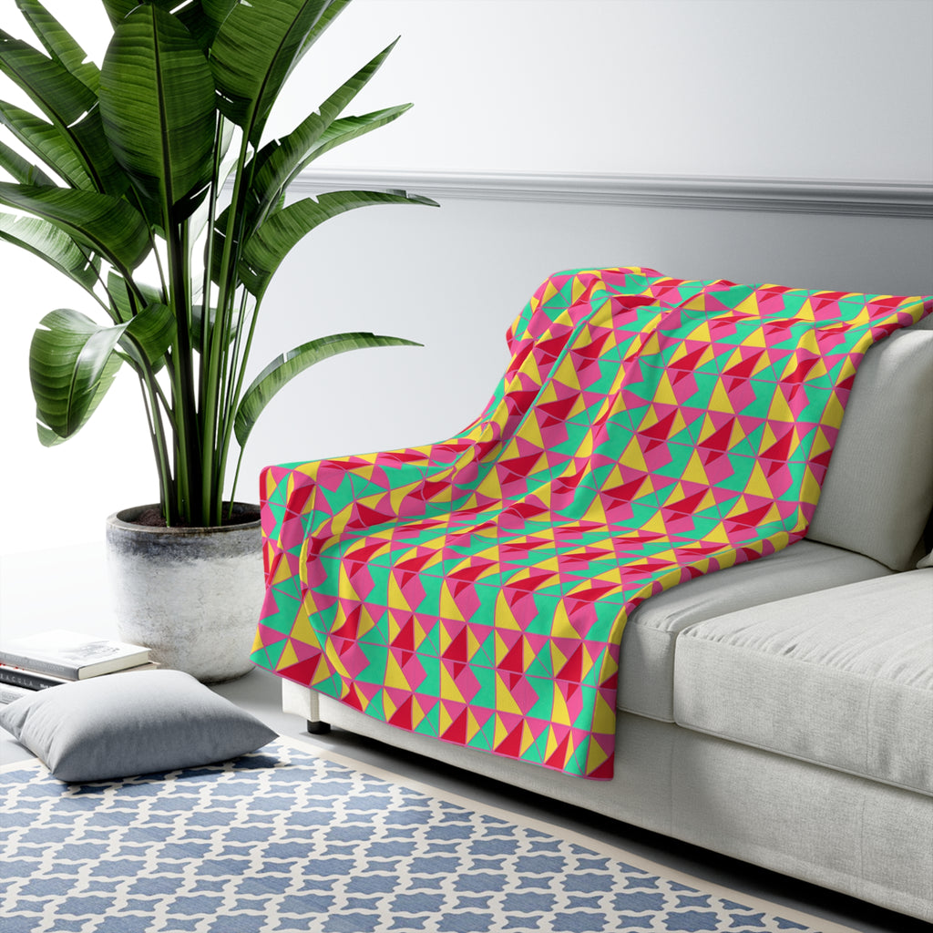 Jewel Block Quilt Sherpa Fleece Blanket – Candy Christmas
