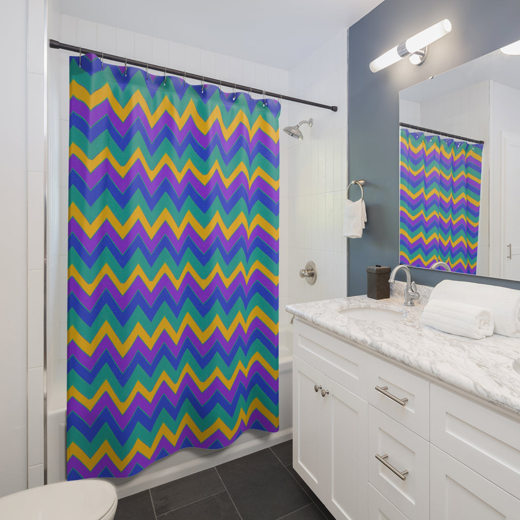 Jewel Chevron Bands Shower Curtain – Peacock Jewel