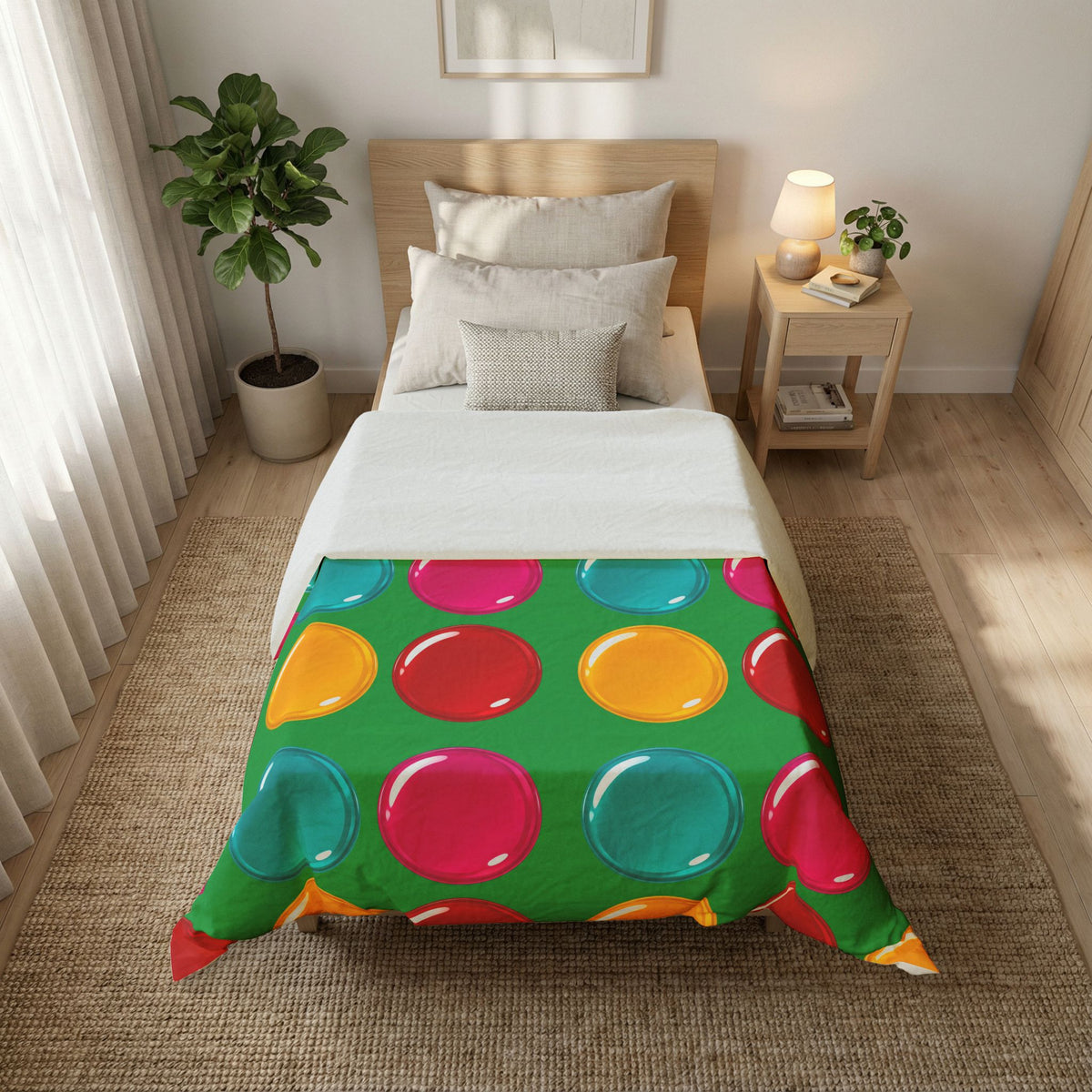 Giant Candy Glass Discs Cotton Duvet Cover – Glossy Candy Glass Pattern