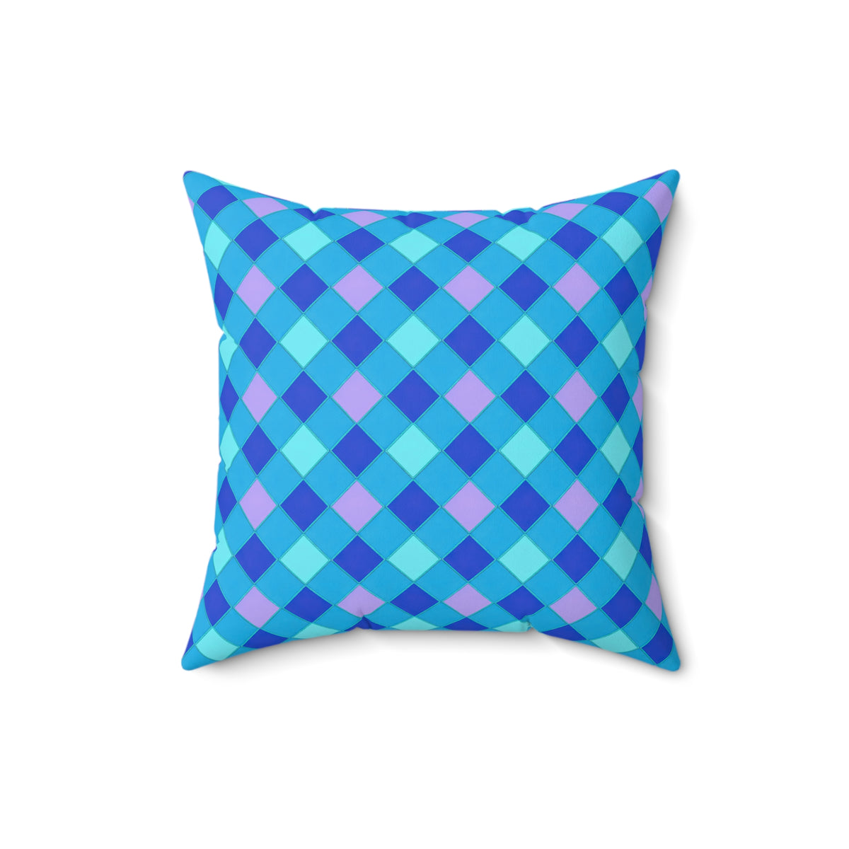 Jewel Harlequin Check Faux Suede Cushion – Ice Jewel