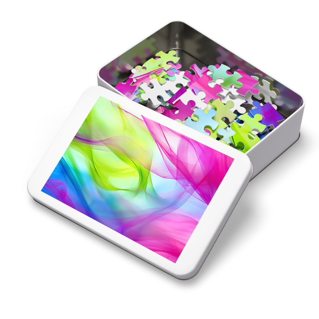 Silk Smoke Waves Jigsaw Puzzle with Tin – Flowing Abstract Art
