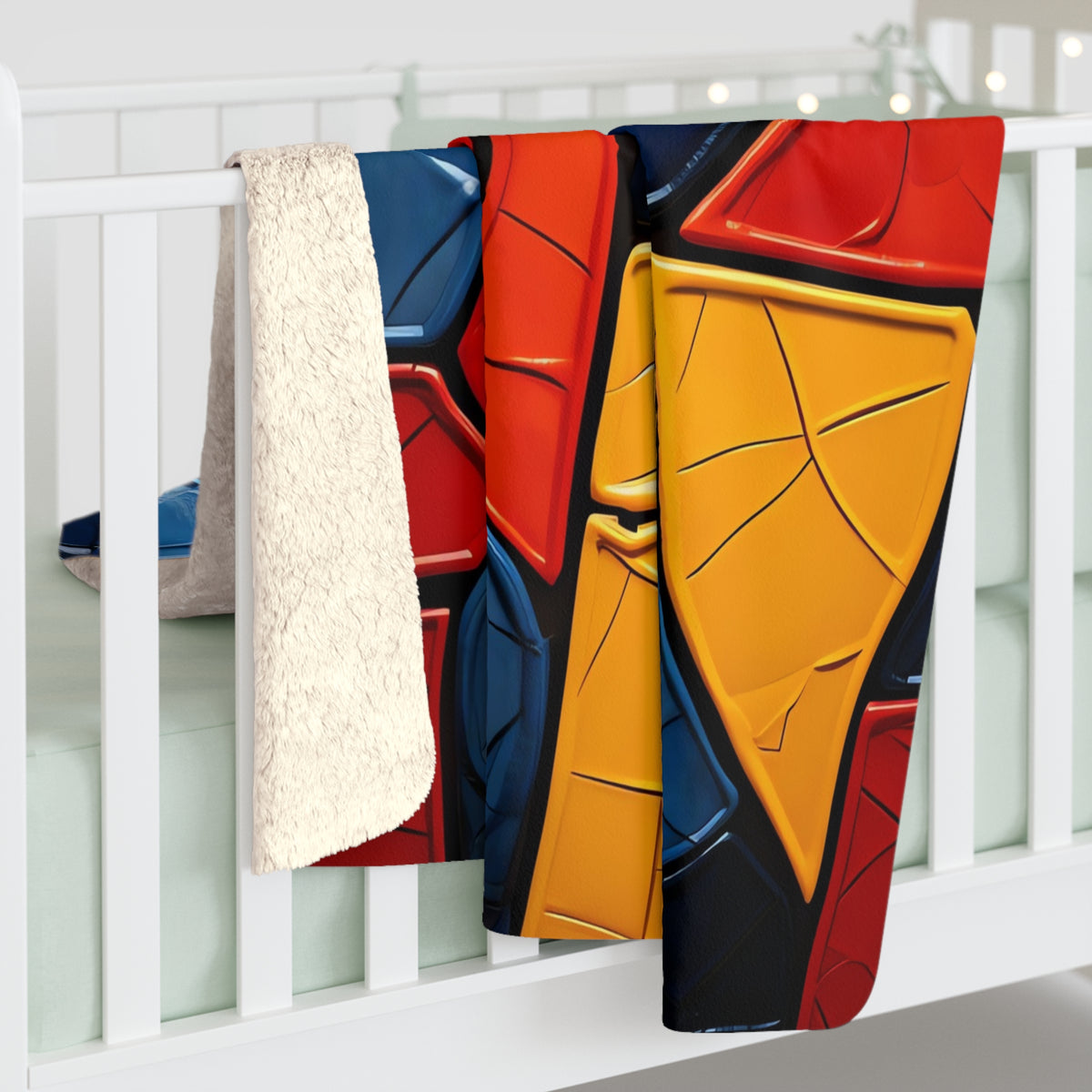 Bold Mosaic Glass Sherpa Fleece Blanket – Stained-Glass Style Mosaic