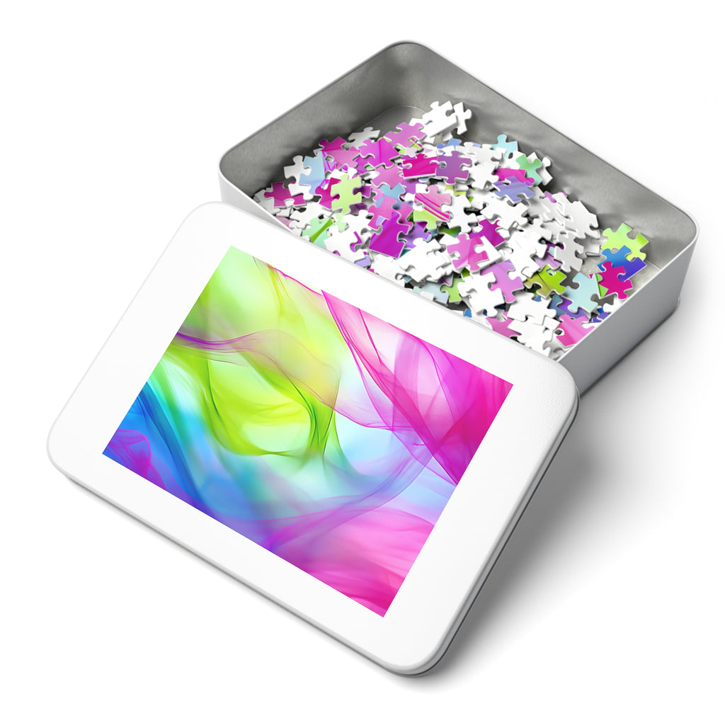 Silk Smoke Waves Jigsaw Puzzle with Tin – Flowing Abstract Art