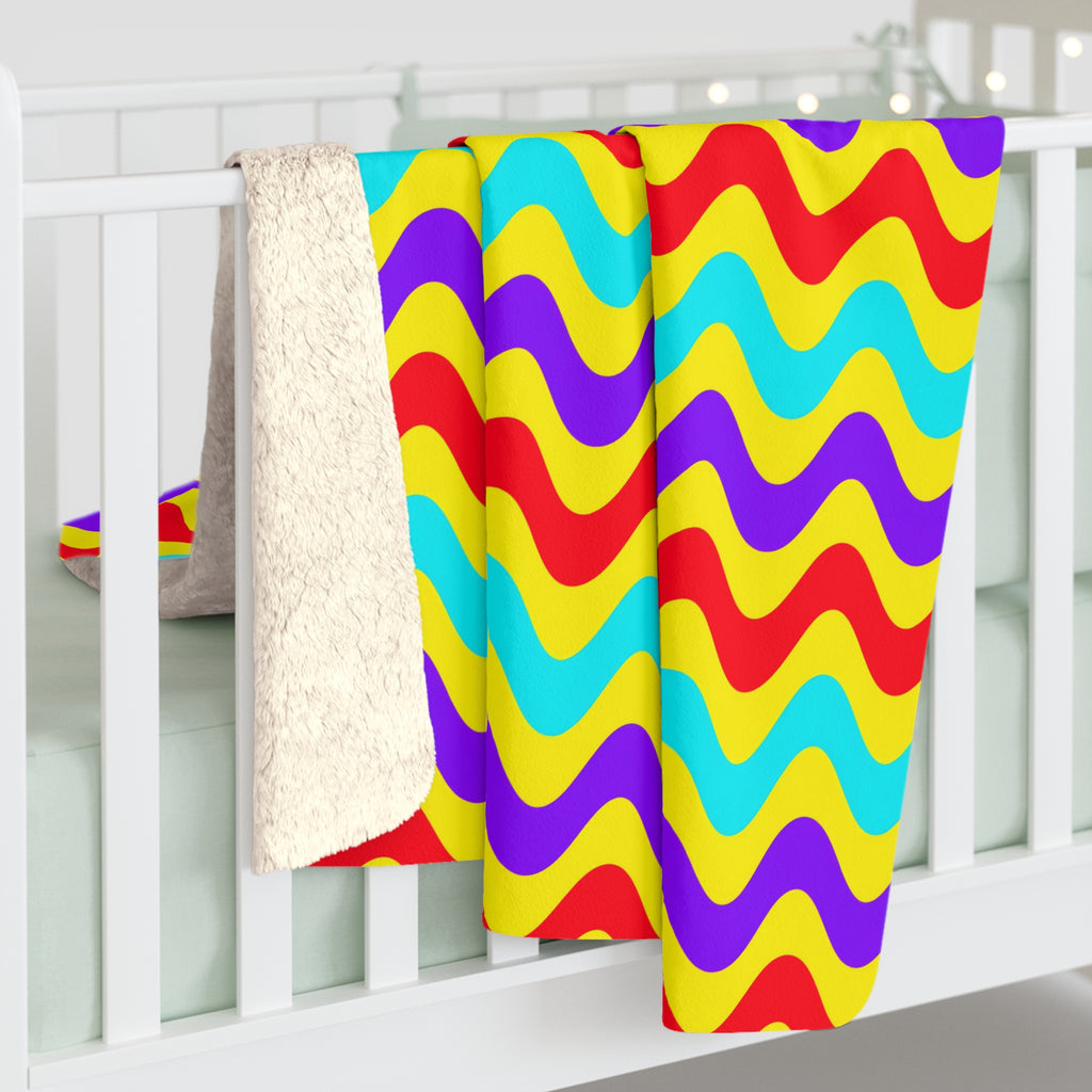 Big Ripple Chevrons Sherpa Fleece Blanket – Op-Art Chevron Pattern