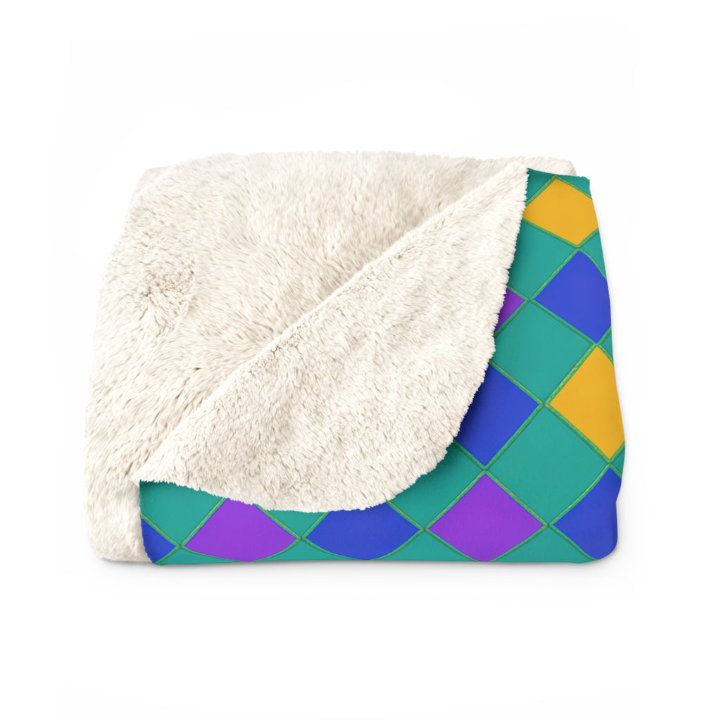 Jewel Harlequin Check Sherpa Fleece Blanket – Peacock Jewel