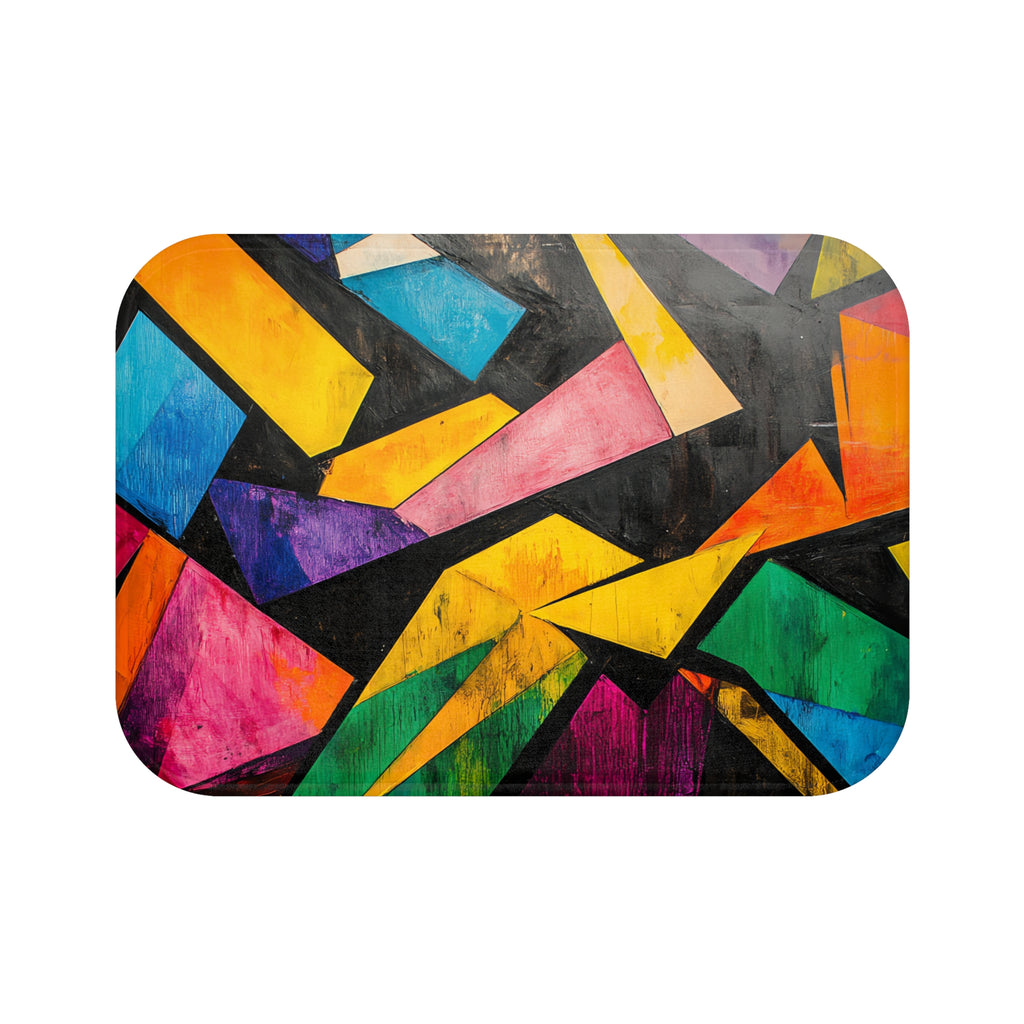 Shattered Prism Geometry Bath Mat – Geometric Abstract Art