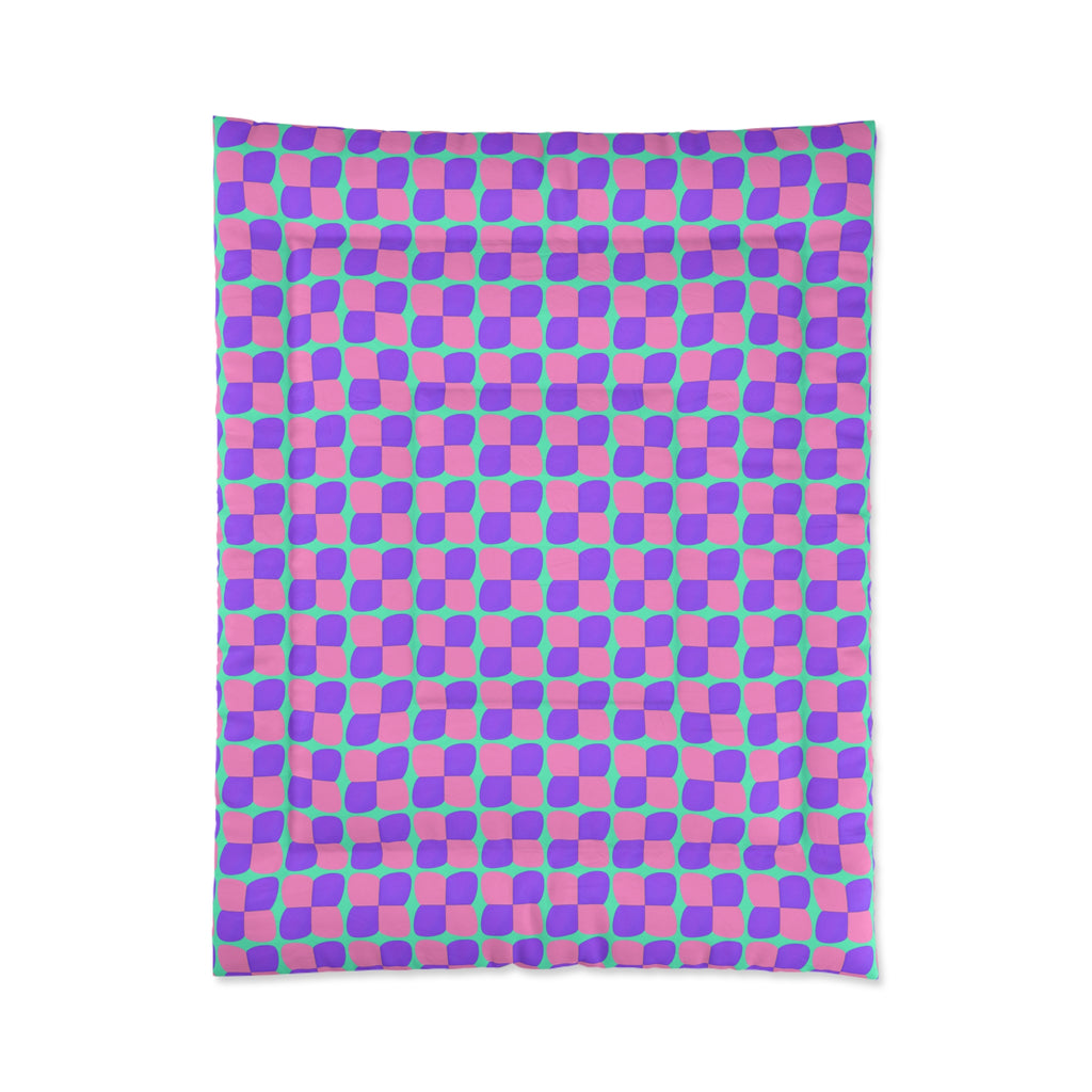 Bold Bulge Checker Comforter – Candy Pastel on Grape