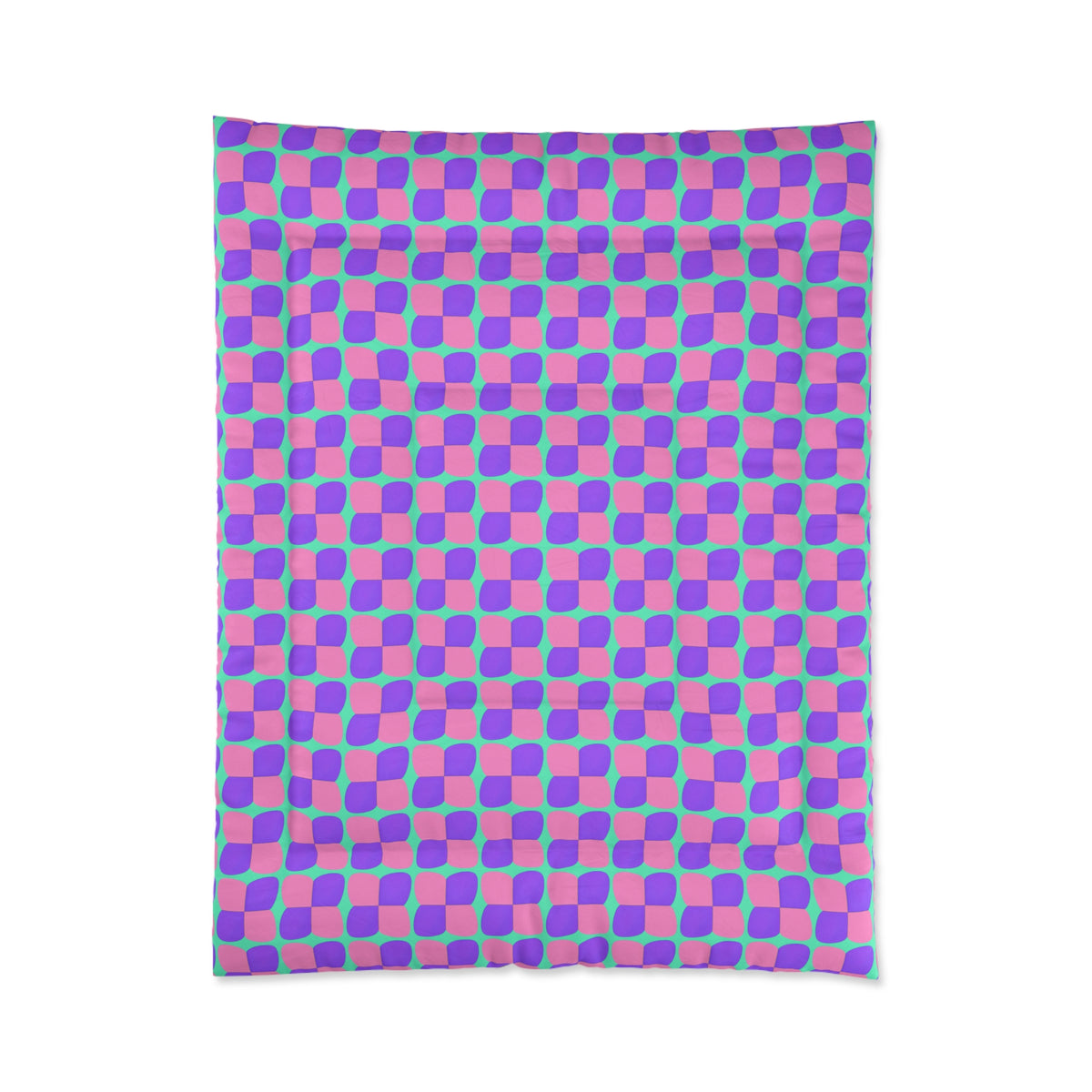 Bold Bulge Checker Comforter – Candy Pastel on Grape