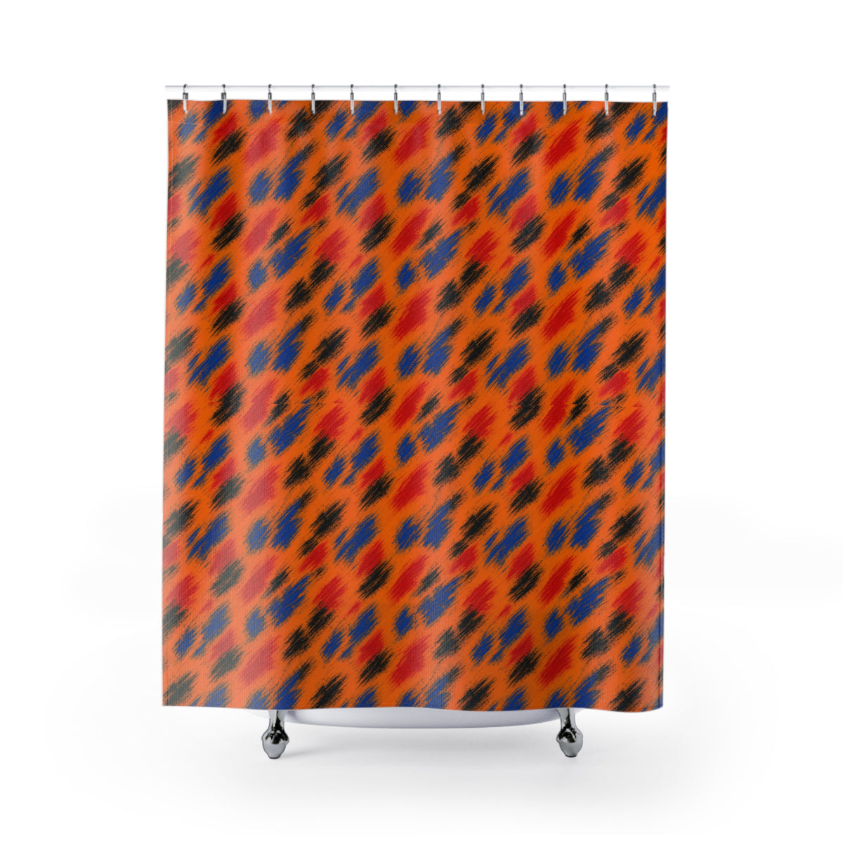 Dry-Brush Drags Shower Curtain – Expressionist Brushstroke Abstract Pattern