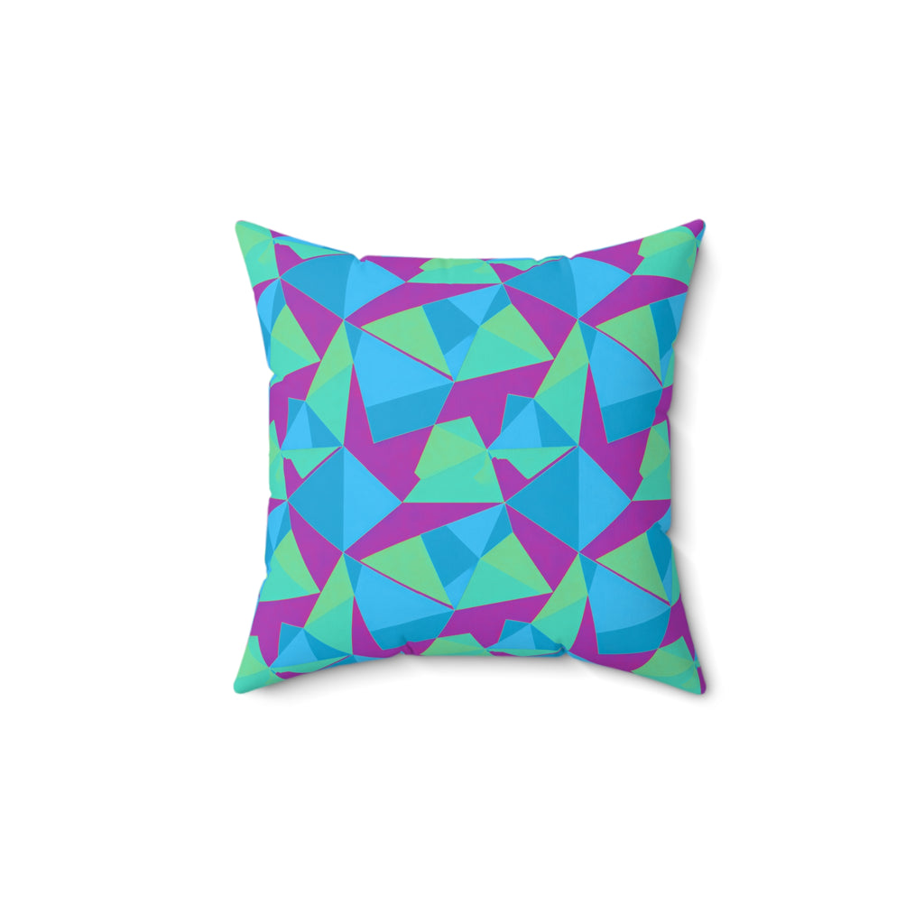 Faceted Panels Faux Suede Cushion – Ice Jewel