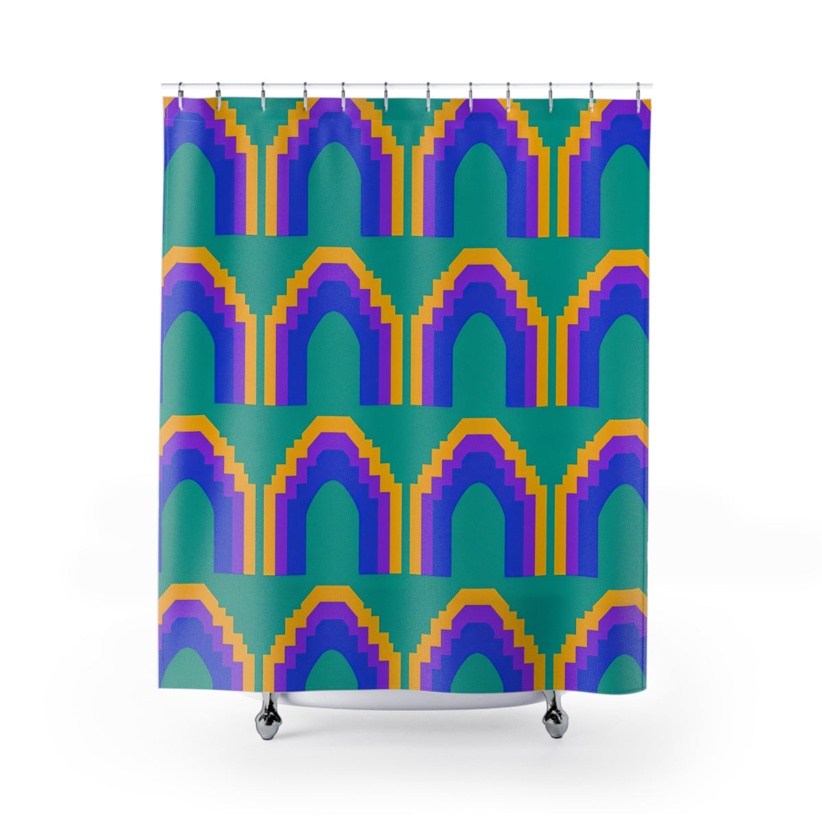 Grand Stepped Arches Shower Curtain – Peacock Jewel