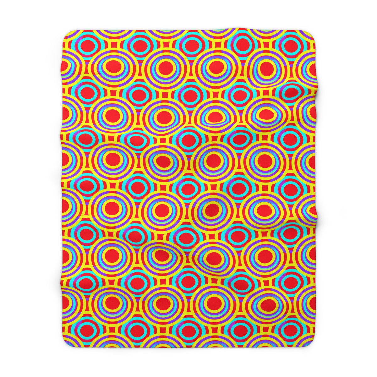 Interlocking Ring Ripples Sherpa Fleece Blanket – Op-Art Circles Pattern
