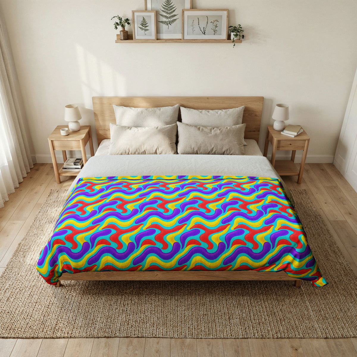 Liquid Band Ripple Cotton Duvet Cover – Op-Art Fluid Bands Pattern