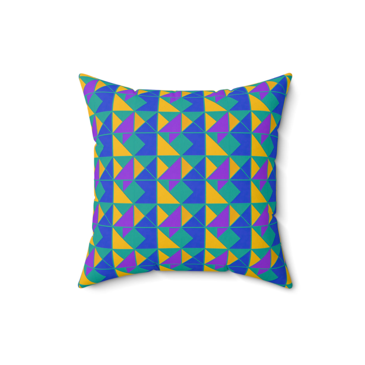 Jewel Block Quilt Faux Suede Cushion – Peacock Jewel
