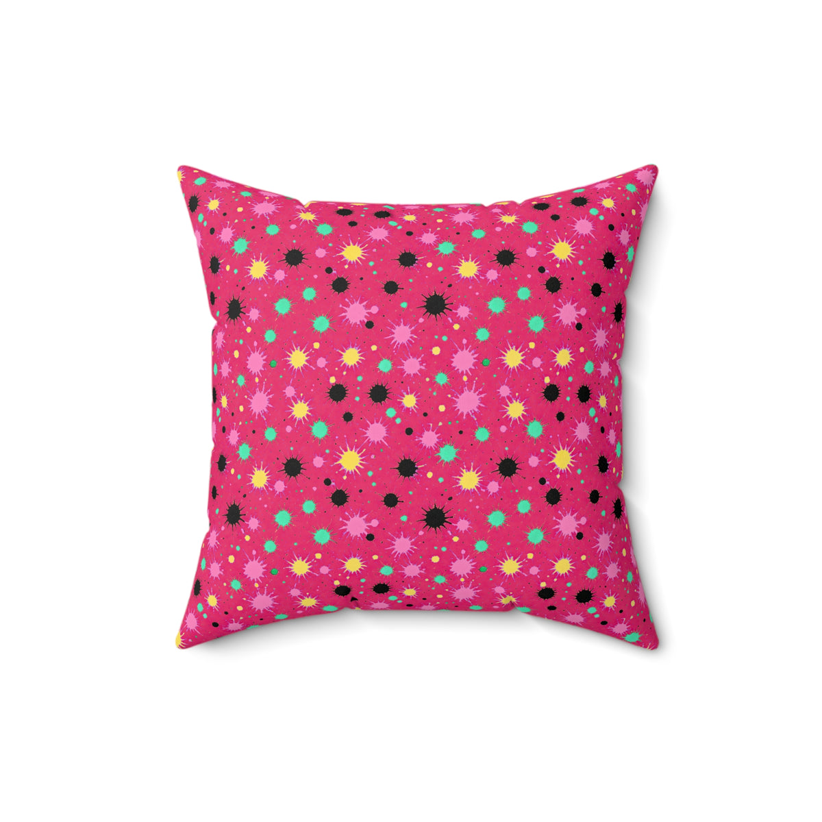 Splat Storm Faux Suede Cushion – Candy Pop on Raspberry