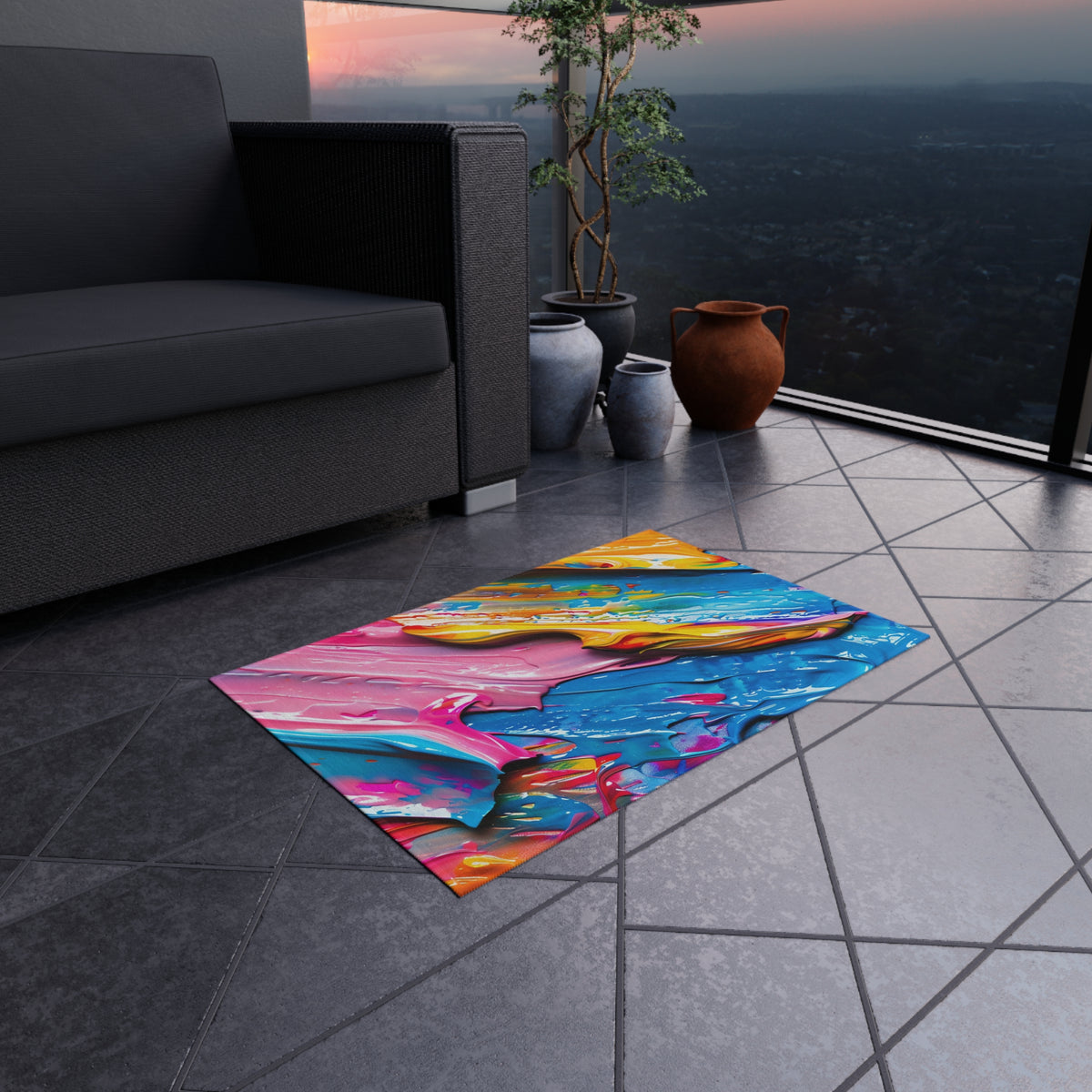 Vivid Paint Strokes Outdoor Rug – Paint Stroke Abstract