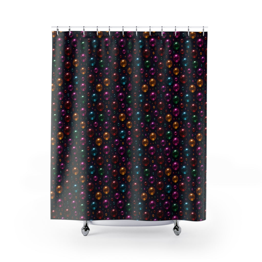 Gel Orb Confetti Shower Curtain – Glossy 3D Abstract Pattern