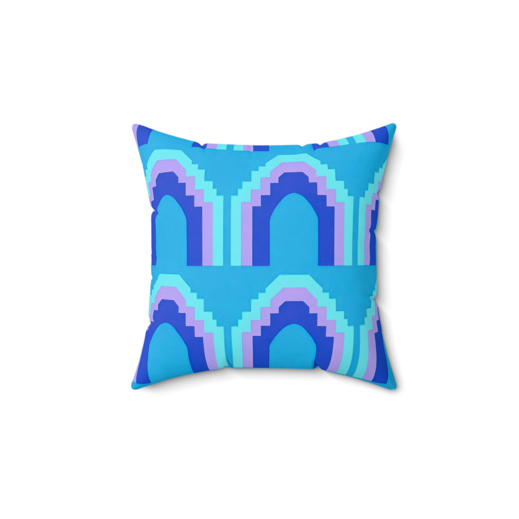 Grand Stepped Arches Faux Suede Cushion – Ice Jewel