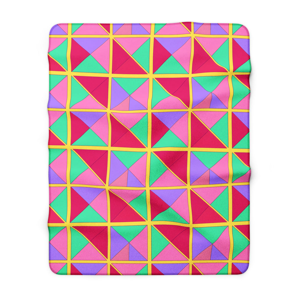 Split Square Fiesta Sherpa Fleece Blanket – Candy Pop on Raspberry