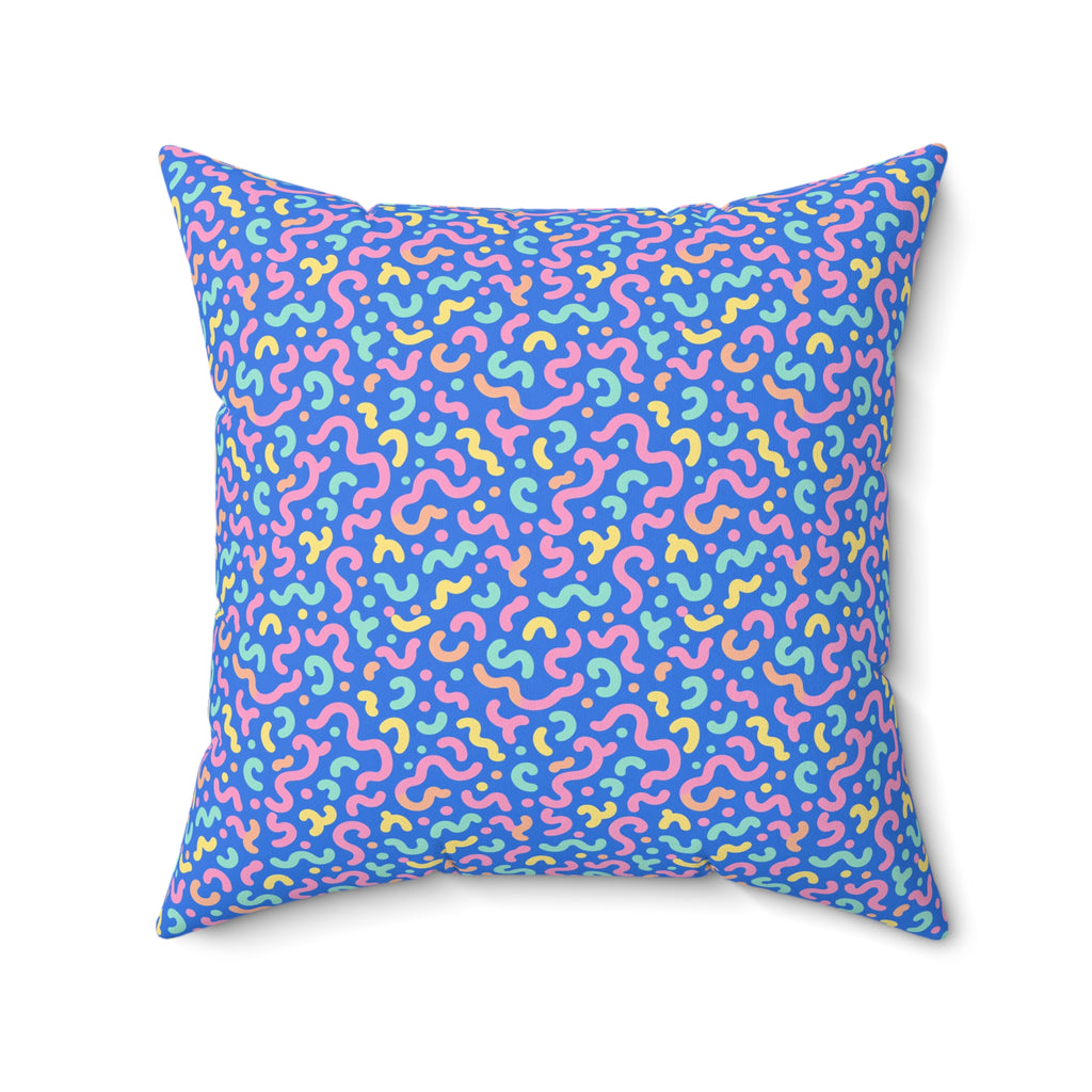 Squiggle Sweets Faux Suede Cushion – Soft Abstract Pattern