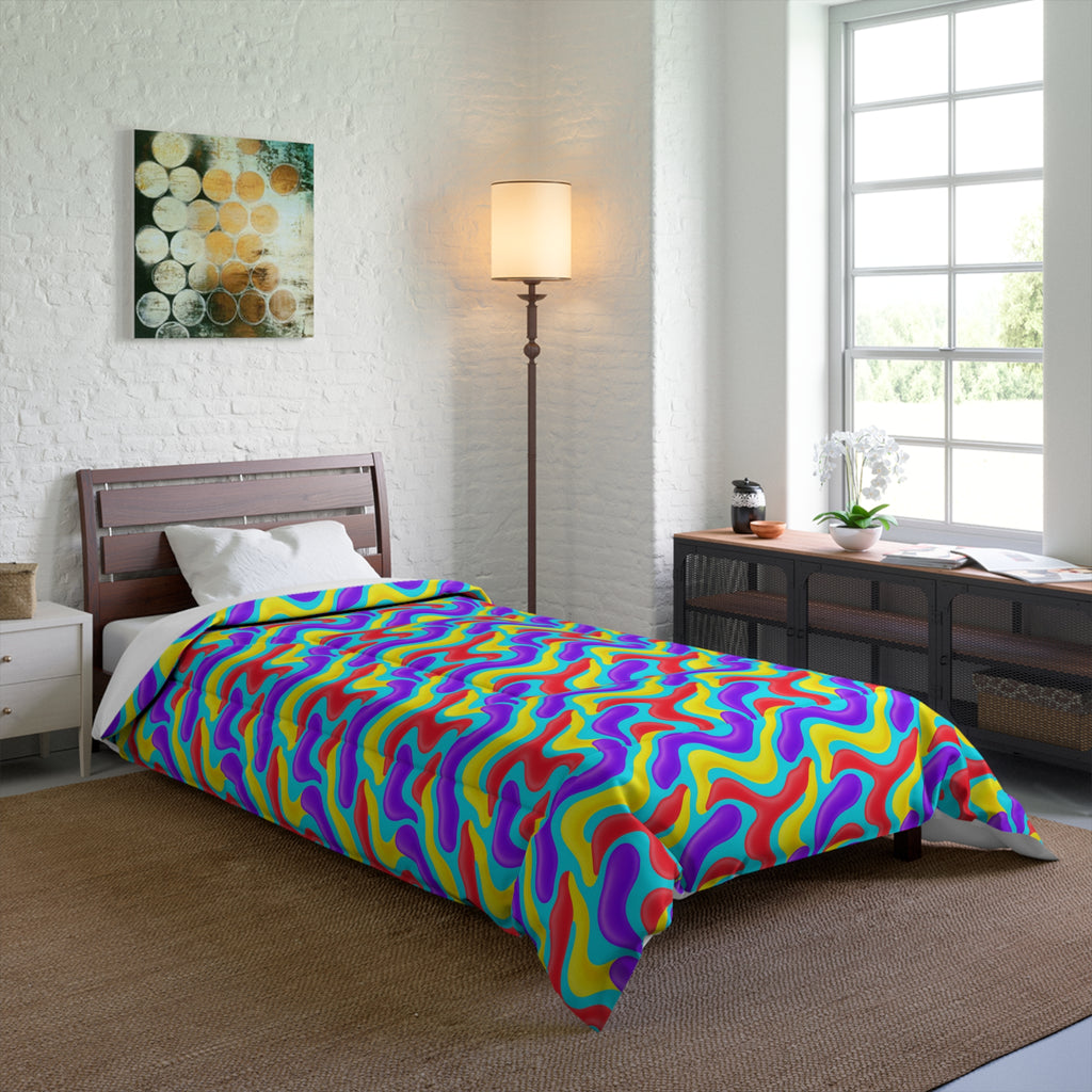 Liquid Band Ripple Comforter – Op-Art Fluid Bands Pattern