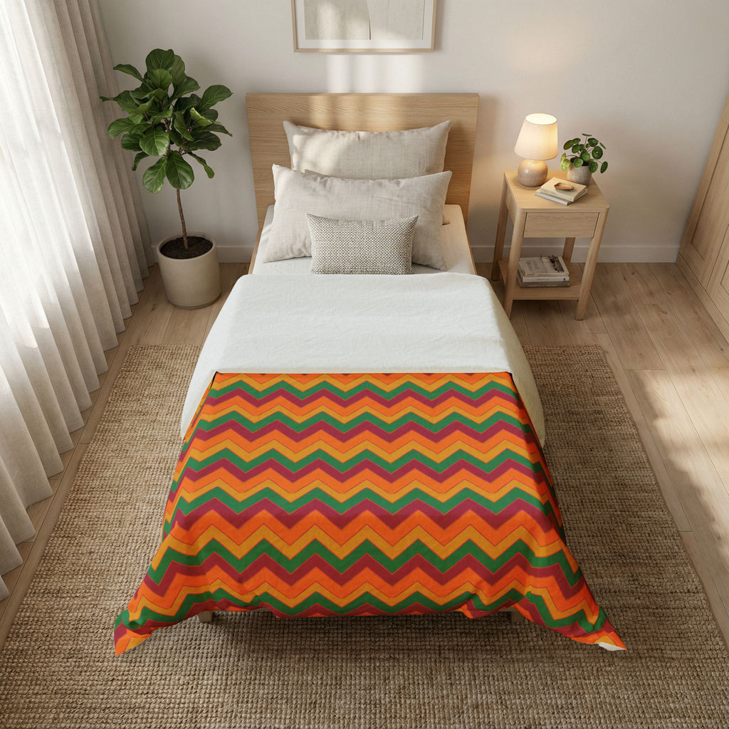 Jewel Chevron Bands Cotton Duvet Cover – Cranberry Spice