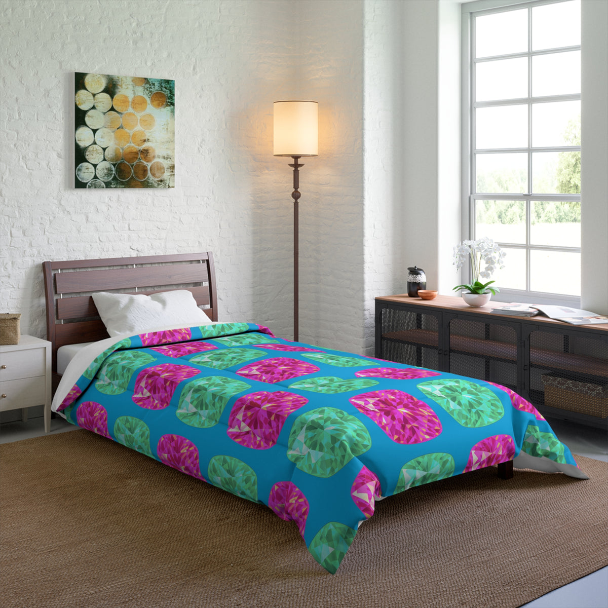 Giant Cut Gem Grid Comforter – Ice Jewel