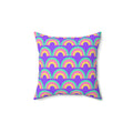 Chromatic Scallop Ripple Faux Suede Cushion – Candy Pastel on Grape