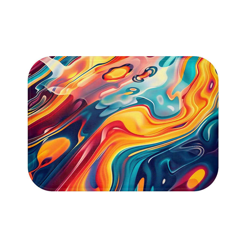 Liquid Rainbow Swirl Bath Mat – Psychedelic Fluid Art
