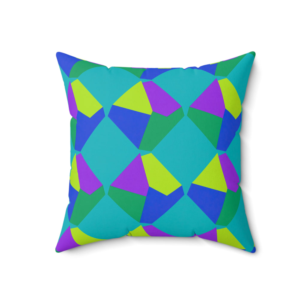 Grand Fractured Rhombus Faux Suede Cushion – Peacock Jewel