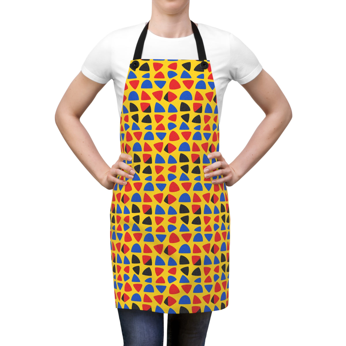Cut-Out Arcs Yellow Apron – Cut-Paper Abstract Pattern