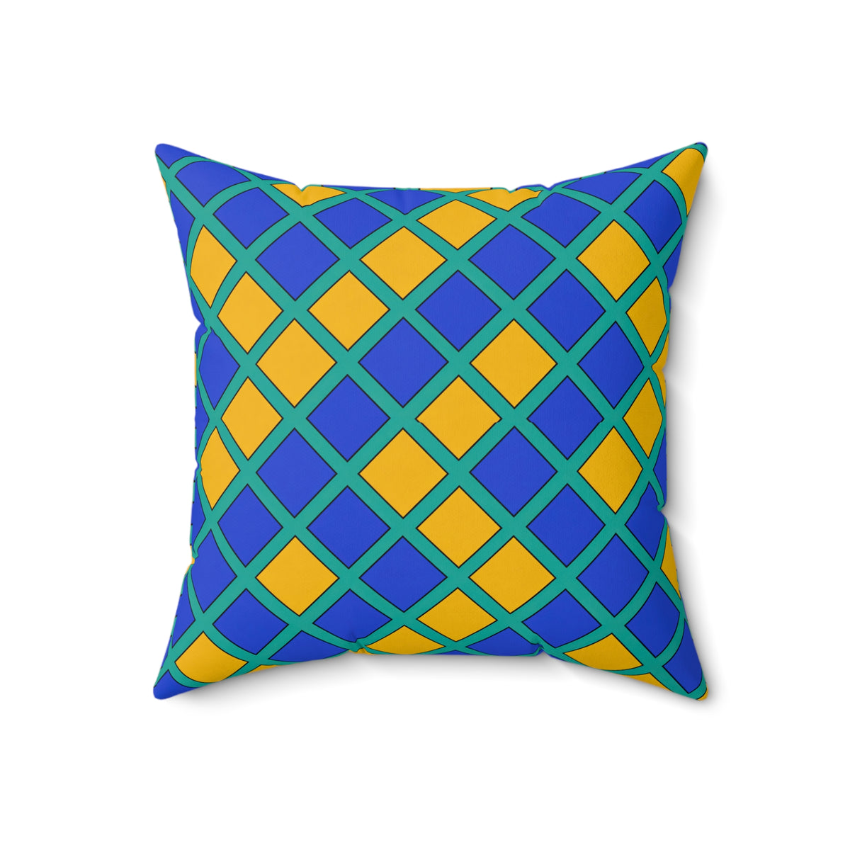 Harlequin Gold Grid Faux Suede Cushion – Peacock Jewel