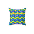 Satin Wave Bands Faux Suede Cushion – Peacock Jewel