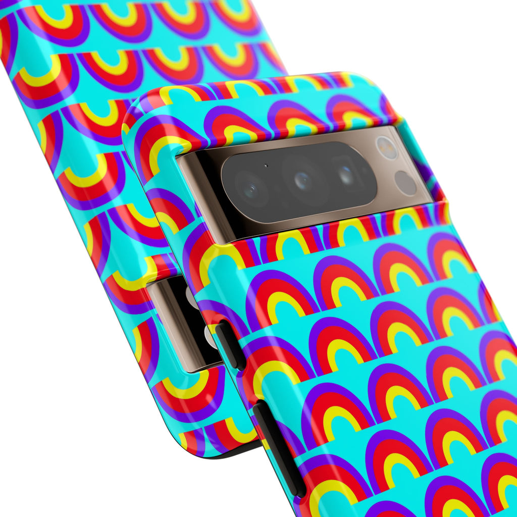 Chromatic Scallop Ripple Tough Phone Case – Op-Art Scallops Pattern