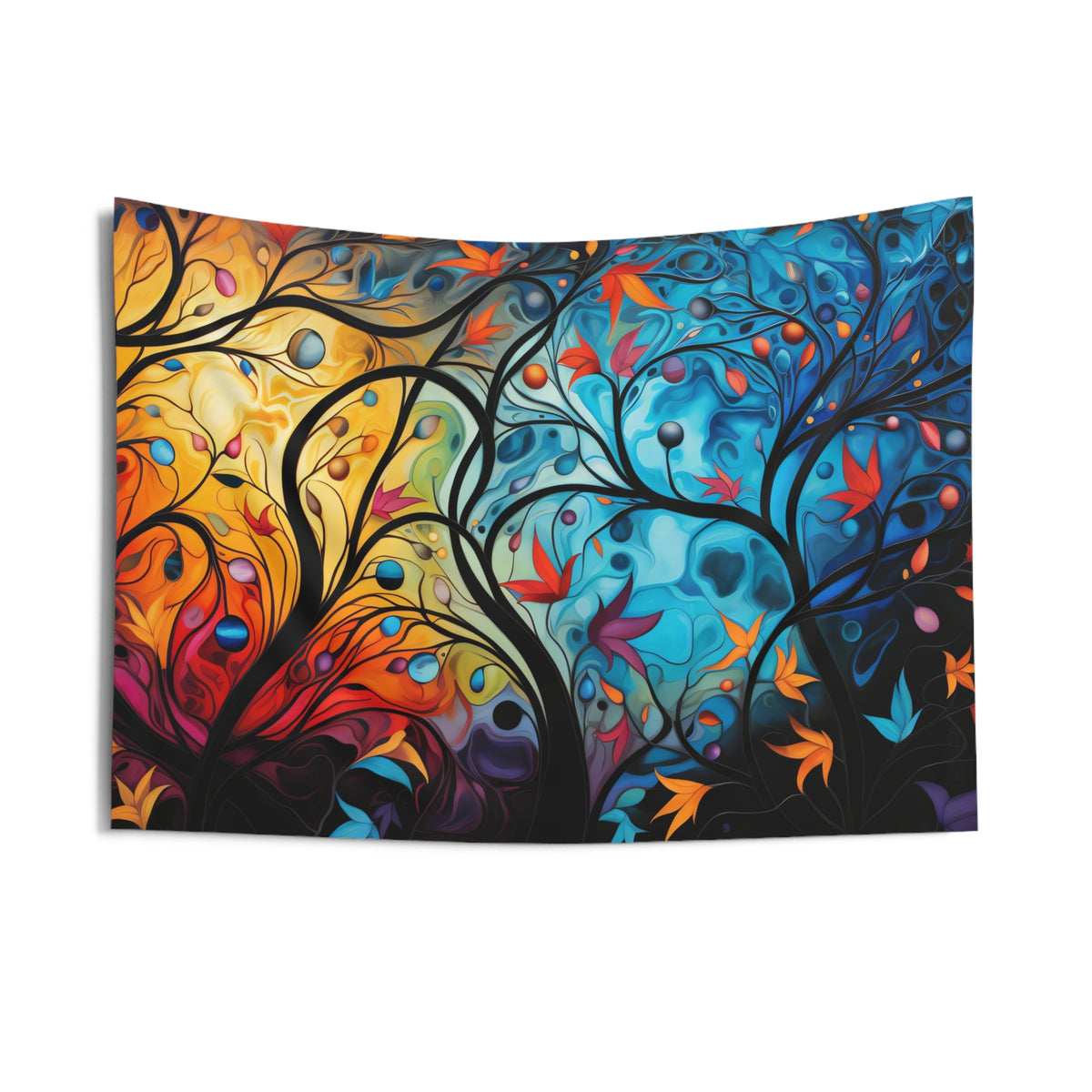 Glowing Autumn Woodland Wall Tapestry – Luminous Art-Print Style