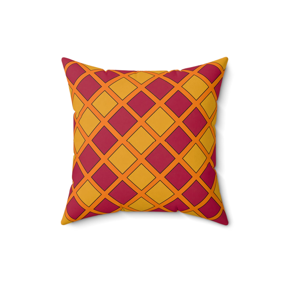 Harlequin Gold Grid Faux Suede Cushion – Cranberry Spice