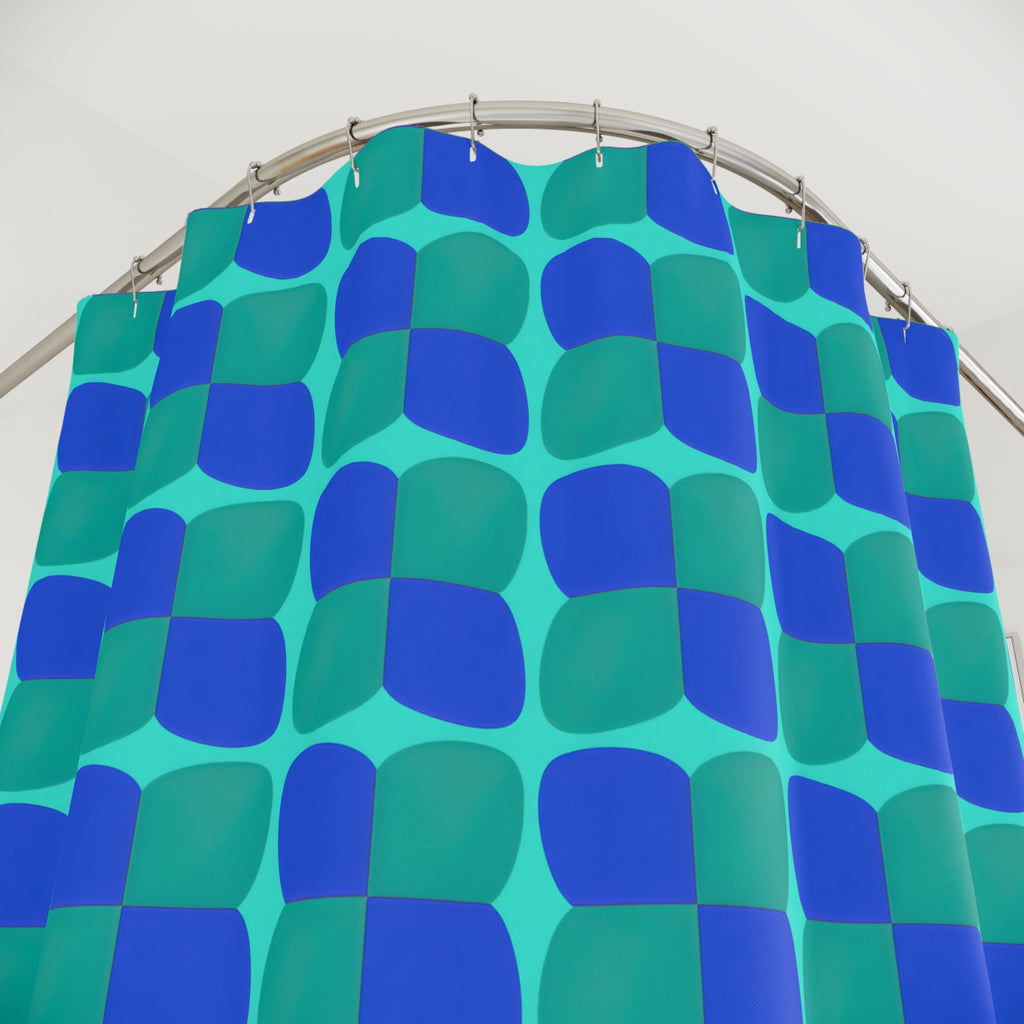 Bold Bulge Checker Shower Curtain – Ocean Jewel