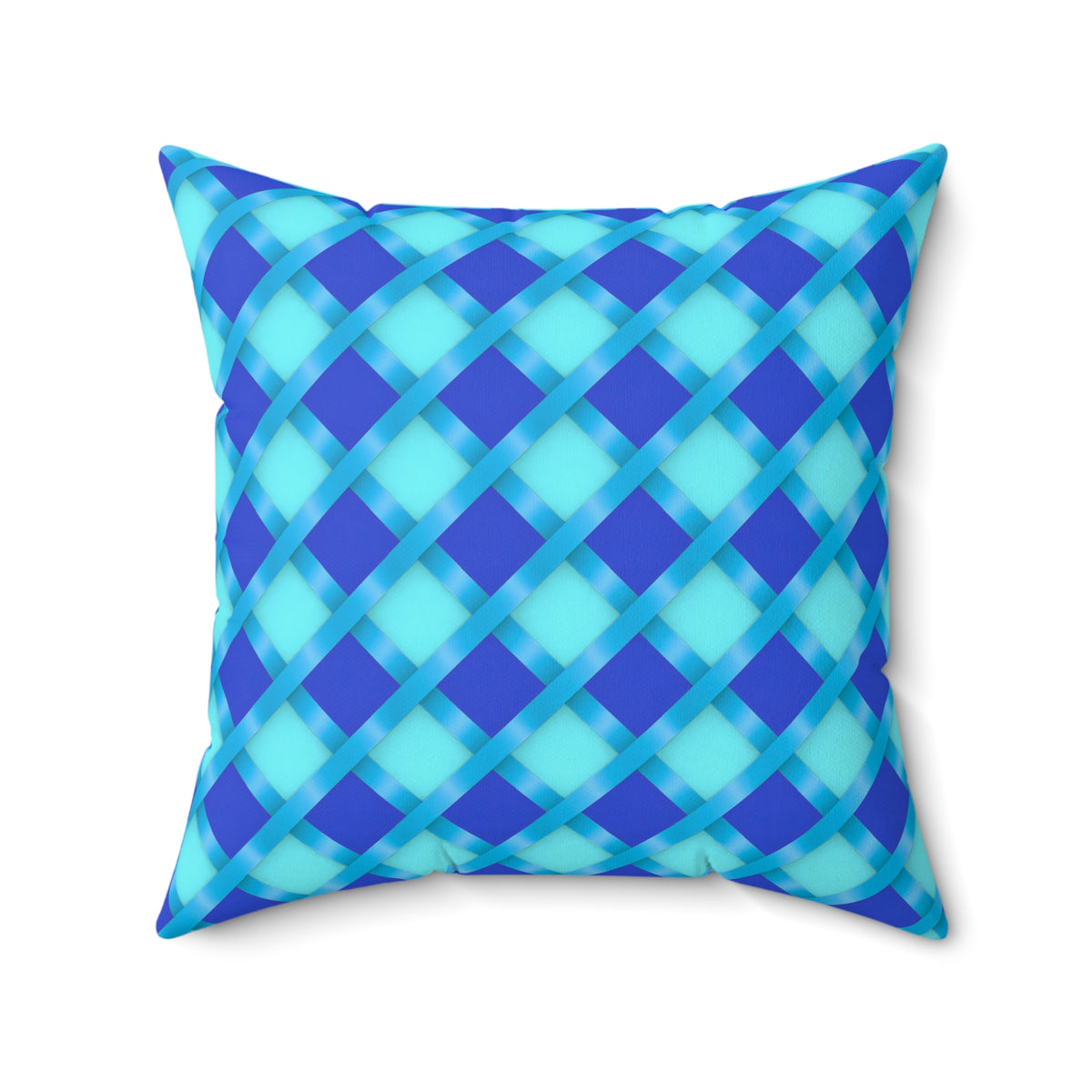 Broad Gold Diamond Trellis Faux Suede Cushion – Ice Jewel