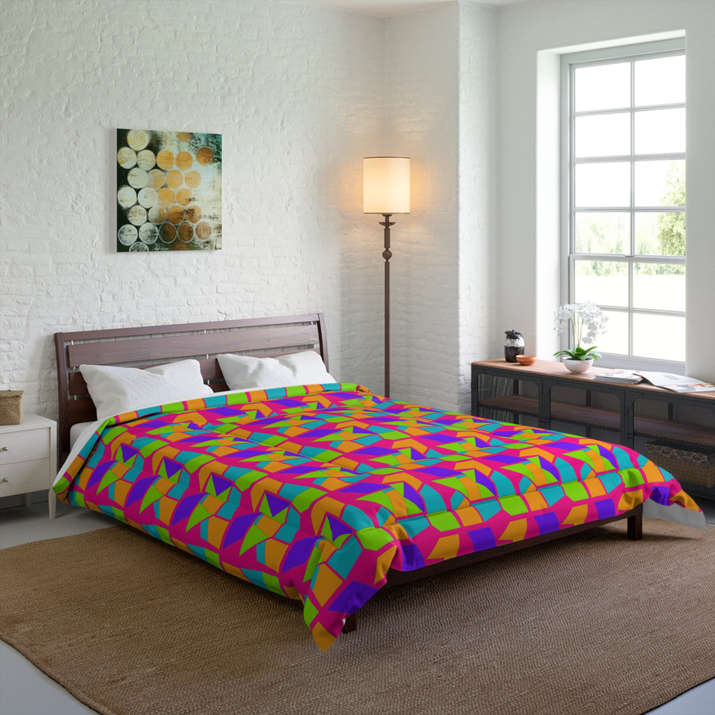 Cubist Block Quilt Comforter – Tropical Punch